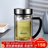 希诺双层玻璃杯男家用商务办公水杯带手柄泡茶杯子XN-9320 290mL