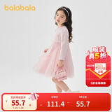 巴拉巴拉童装女童连衣裙儿童针织裙子2025春蝴蝶结网纱裙甜美209125111003