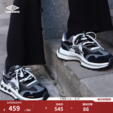 茵宝（Umbro）[罗一舟同款]官方飞船鞋复古休闲鞋男鞋运动鞋厚底女鞋 黑色/烟灰（男女同款） 42.5