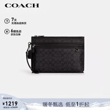 蔻驰（COACH）【品牌直供】男士CARRYALL印花手拿包黑灰色CY985元旦礼物