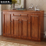 骏森中式鞋柜门口家用客厅入户门厅玄关柜复古美式收纳储物隔断柜 401【柜长80cm】 包安装