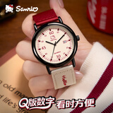 Hello Kitty手表女学生初高中考试专用手表复古帆布带石英表三丽鸥开学礼物