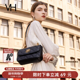VANESSA HOGAN VH女包茵然软包菱格太阳神系列斜挎包链条腋下包单肩包新年礼物 黑色