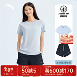 安踏速干运动套装羽毛球瑜伽服女士夏季透气短裤短袖T恤跑步跳操衣服 【防走光套装】冰凉蓝7205-4 M/165