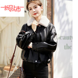 皮尔卡丹（pierre cardin）皮衣外套女秋冬2025新款加绒加厚宽松显瘦休闲洋气百搭保暖带毛领 黑色 【不裂皮】今年流行的轻奢 L 建议【110-120斤】