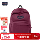 JANSPORT杰斯伯书包轻便双肩包男女旅行包简约背包电脑包学生校园 4QUE04S深紫酒红-侧袋+隔层