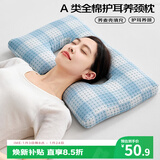 艾薇 A类全棉硬枕头100%荞麦壳填充枕芯护耳养颈枕 一只装 渐变方格