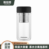STANCHION斯坦奇玻璃杯水杯黑武士茶水分离泡茶杯耐高温高颜值办公室茶杯子 双滤网投茗吾诗【两用杯套款425ml】 304钢