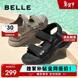 百丽厚底沙滩鞋男鞋25夏新休闲户外运动凉鞋A1514BL5 黑色 40