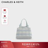 CHARLES&KEITH大容量编织托特包单肩包手提包包女包生日新年礼物CK2-30782111 Sea Salt Blue海盐蓝 S