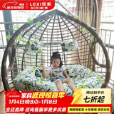 乐系（LEXI） 吊椅双人鸟巢秋千吊篮家用室内阳台吊兰户外吊床藤椅摇篮椅躺椅 双人咖啡色粗藤特大号 静音款