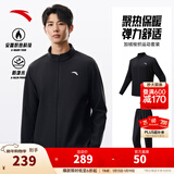 安踏防泼水软壳衣丨加绒弹力拒水外套男秋冬季运动夹克行政男装风衣 【加绒外套+加绒长裤】基础黑/基础黑7204N-5 L