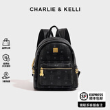 CHARLIE&KELLI CK品牌包包女款书包双肩包女士2026年妈咪背包大容量实用电脑包 黑色小号【代写贺卡 品牌礼袋】