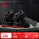 乔丹QIAODAN男鞋磨砺篮球鞋秋季新品高帮皮面减震耐磨球鞋 黑色活力橙(高帮革面) 42.5