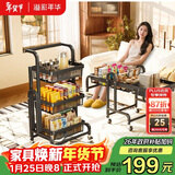 溢彩年华免安装置物架厨房加厚落地多层小推车折叠移动收纳储物零食架6800