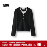 森马（Semir）陈都灵|针织衫女冬含5.9%羊绒发热抗静电修身打底衫109725107001