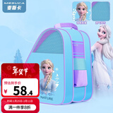 麦斯卡 轮滑包儿童溜冰鞋背包轮滑鞋袋子三角包滑冰鞋收纳包双肩书包 冰雪奇缘青色升级三层包