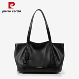 皮尔卡丹（pierre cardin）女包2026新款头层牛皮托特包七夕情人节礼物 黑色