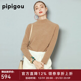 皮皮狗100%山羊绒 连领插肩袖韩版套头上衣内搭纯色加厚针织衫女秋冬 140驼色 L /105