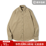 马登工装 美式休闲灯芯绒纯棉长袖衬衫叠穿内搭外套条绒衬衣男秋 浅卡其 L