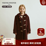 Teenie Weenie  Kids小熊童装秋冬款男女童保暖双面呢羊毛连帽大衣 酒红色 110 cm