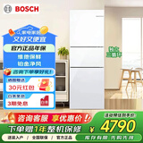 博世 274L 三门冰箱小型电冰箱 混冷无霜 维他保鲜 KKU28S20TI 玻璃面板（白色）