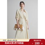 独束大码女装围裹式气质V翻领连衣裙夏季新款微胖mm收腰显瘦A字裙 卵石玉 XL (尺码：3)