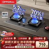 欧派（OPPEIN）燃气灶煤气灶70%热效率国家补贴天然气大面板液化气猛火灶磨砂面板双灶嵌入式台式两用 【780面板】70%热效率-双灶定时-JJX61 液化气