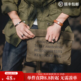 马登工装美式复古油蜡帆布包阿美咔叽邮差手抓包公文休闲信封文件包 油蜡手包-咖色（不可水洗）