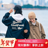 熊猫·本（ben.panda）【李晨同款】夹克男春季潮牌日系复古外套休闲宽松教练服情侣上衣 藏青色 M