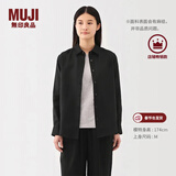 MUJI女式 汉麻水洗衬衫领长袖衬衫女士衬衣外套外衣 25年夏季女装上衣 黑色 S （155/80A）