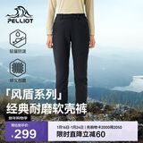 伯希和（Pelliot）【风盾】冲锋软壳裤女冬季保暖抓绒裤防风高弹长裤125107018黑2XL