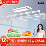 恋晴超薄电动晾衣架隐形自动升降阳台照明遥控嵌入隐藏式智能晾晒衣机 语音款9312B雅士白固定杆+小横杆