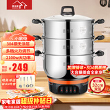 惠当家（Hui Dang Jia）电蒸锅电锅多功能电热锅电炒锅家用电蒸锅一体电煮锅加厚304不锈钢电火锅G08-32双