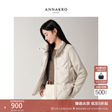 玖姿·安娜蔻【轻暖】休闲针织拼接发热鸭绒羽绒服女2025冬季新款 米色 M