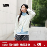 森马（Semir）森柔|针织开衫女冬季短款绞花肌理圆领毛衫打底上衣101724106001