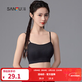 三福2024新款运动风文胸女固定杯抹胸美背细肩带裹胸吊带背心内衣 黑色 80B
