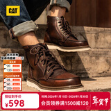 卡特（CAT）马丁靴工装靴男鞋经典款BRAVADO轻户外复古时尚牛皮面机车靴子男 深棕P712950 43