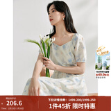 茵曼（INMAN）法式碎花高级感2025夏女新款休闲中长吊带连衣裙子 月蓝连衣裙-18424791 S
