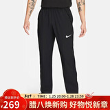 耐克（NIKE）男运动裤春秋直筒梭织休闲裤时尚百搭DM6627-010黑M