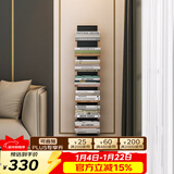 SKAAN铁艺书架落地置物架客厅简易立式窄书柜床头转角金属悬浮隐形书架 创意隐形书架 8层/黑