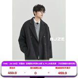 伯爵卓尔羊毛双面呢大衣男中长款2024秋冬新款通勤男装呢子外套 山岩灰 3XL (190)
