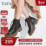 他她张淼怡Tata靴厚底马丁靴女靴子短靴CES01DD4黑(鞋底绿)（单里）34