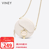 viney牛皮包包女包小众斜挎手机包单肩小圆包生日新年礼物送女生女友