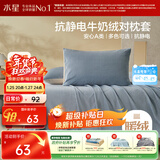 水星家纺枕套牛奶绒抗静电秋冬加厚A类加绒枕芯保护套一对装48x74cm
