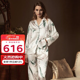 丝语莲花（LE LOTUS D'EZE）100%桑蚕丝真丝睡衣女印花两件套丝绸简约显白家居套装送礼经典款 米底百合恋【长袖长裤】 L (165/84B)