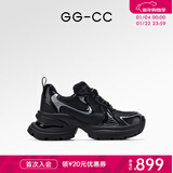 GG-CC【明星同款】月落星河银色厚底老爹鞋女百搭秋季新款G23X4317 黑色 皮面 34