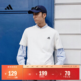 adidas情侣休闲纯棉上衣圆领短袖T恤男女夏季阿迪达斯官方轻运动 米白 L