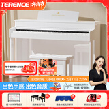 特伦斯电钢琴88键重锤专业电子钢琴成人儿童家用立式电钢E55 烤漆白色【演奏级】