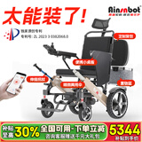 Ainsnbot美国电动轮椅车602智能老人专用全自动轻便可折叠旅行电动手推车 免充气/转向灯/测血氧-跑50KM-金